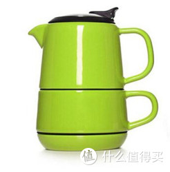 Artiart 无铅陶瓷茶壶茶杯茶托 层叠式设计 3件城堡套装 绿色