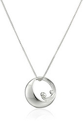 Sterling Silver Mobius Circle with Mother Child Silhouette 女款925纯银项链