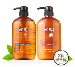 KUMANOYUSHI 熊野油脂 马油洗发水600ml+护发乳500ml