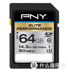 PNY 必恩威 Elite Performance UHS-1 64GB SD存储卡（读95M/s、写65M/s）