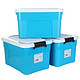 ailaiya 艾莱雅 塑料加固收纳百纳储物整理箱（大号）45L3个装 蓝色 Z1252