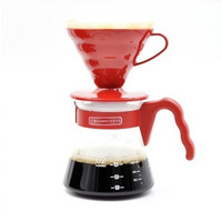 HARIO VCSD-02R 手冲滴滤式 玻璃咖啡壶+01号咖啡滤杯VD-01R+01号原木色咖啡滤纸VCF-01-100MK