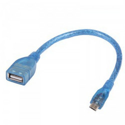 【电商凑单品】SAMZHE 山泽 OTG-020B USB2.0高速数据线 AF/Micro 透明蓝直头0.2M