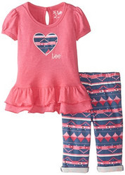 Lee Baby Girls' Lacey Heart Printed Jegging 女婴夏季套装