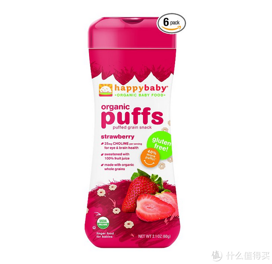 HAPPYBABY 禧贝 Organic Puffs 草莓味泡芙 60g*6瓶