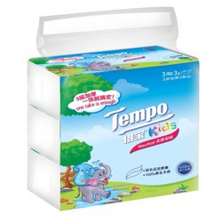 得宝(Tempo) 抽纸 软抽4层90抽*（3+1）包 儿童纸巾 天然无香