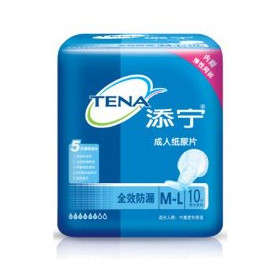 TENA 添宁 成人纸尿片全效防漏M-L老年人产妇女性成人尿不湿10片/包