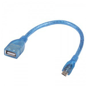 SAMZHE 山泽 OTG-020B USB2.0高速数据线 AF/Micro 透明蓝直头 0.2M