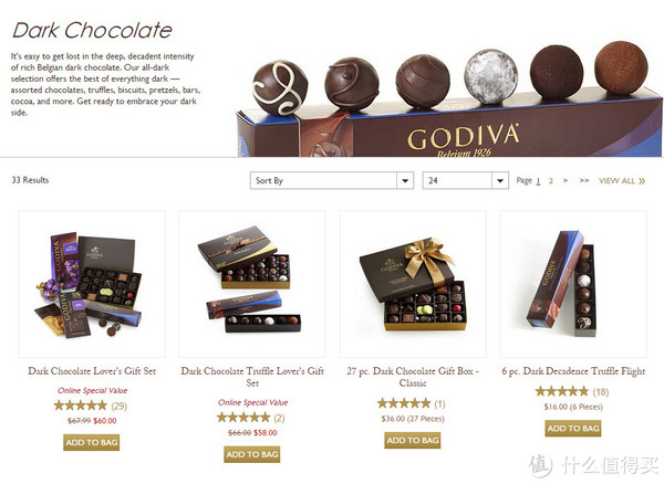 GODIVA 美国官网 精选黑巧克力 