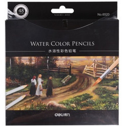 得力(deli)48色彩盒水溶性彩色铅笔 水溶性彩铅套装（附赠毛笔）6520 *4件