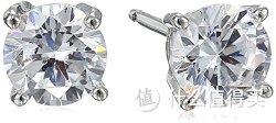 Platinum-Plated Sterling Silver 锆石耳钉