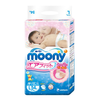 moony 尤妮佳 婴儿纸尿裤 L54片