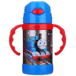 Thomas & Friends 托马斯&朋友 儿童高真空不锈钢双柄吸管保温水壶260ml（蓝色）4216TM