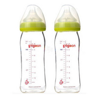pigeon 贝亲 AA70 宽口径玻璃奶瓶 绿色 240ml*2件