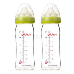 pigeon 贝亲 AA70 宽口径玻璃奶瓶 绿色 240ml*2件