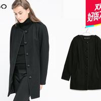 MANGO 秋冬系扣羊毛混纺大衣 女款