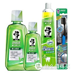 DARLIE 黑人 清新绿茶漱口水(500ml+250ml)+炭丝高密牙刷+茶倍健龙井绿茶牙膏190g