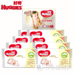 HUGGIES 好奇 铂金装纸尿裤L6片+超厚倍柔手口可用湿巾10片*8