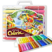 AMOS 旋转可水洗蜡笔 粗杆塑料盒装 36色*2盒