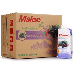 泰国进口 Malee 玛丽 黑加仑草莓红葡萄混合果汁饮料 330ml*12 整箱