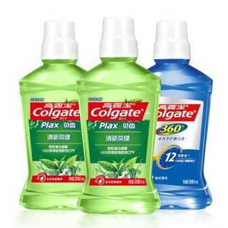 Colgate 高露洁 漱口水套装 （清新茶健500ml*2+卓效多护500ml*1）