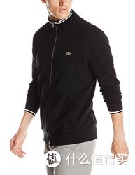 LACOSTE Full Zip Pique Mock Neck Sweatshirt with Stripe Detail 男士全拉链式外套