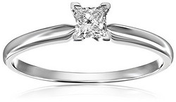 Amazon Collection 14k Princess Cut Solitaire 钻石订婚戒指