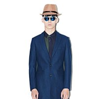 GXG 男士 蓝色修身 长款大衣