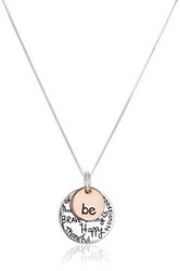 Amazon Collection Two-Tone Sterling Silver "Be" Graffiti Charm Necklace 双色纯银涂鸦项链