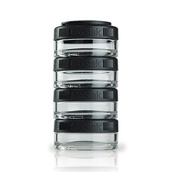 BlenderBottle Gostak 零食蛋白粉组合罐 食品级塑料存储罐/便携药盒 40ccx4层 70096S-BN 黑色