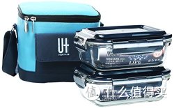 U+ 悠佳 韩元素耐热玻璃饭盒2套装 700+700ml 送精致包包
