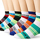 Quiksilver Men's 6 Pack Space Dye Rugby Stripe Quarter Sock  6双中筒运动袜(10%棉)