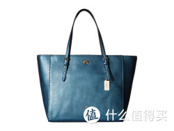 COACH Multi Turnlock Tote 女士真皮托特包银蓝色