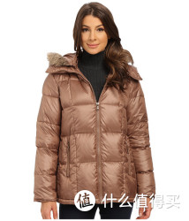KENNETH COLE New York Cheveron Quilt Down Jacket with Faux Fur Trim Hood 女款带帽羽绒服
