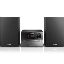 PHILIPS 飞利浦 BTM2310/93 迷你音响 电视CD音响木质音箱HIFI音箱蓝牙音响USB播放机（黑色）