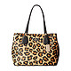 COACH 蔻驰 Ocelot Crossgrain Kitt Carryall 女士真皮豹纹印花手提包