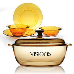 VISIONS 晶彩透明锅 HD系列 4L+duralex透明餐具4件套