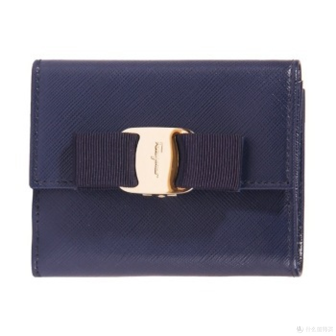Salvatore Ferragamo女士牛皮蓝色短款三折钱包