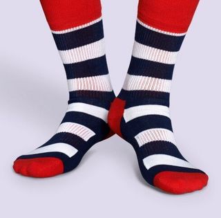 HappySocks ATHLETIC STRIPE SOCK 时尚运动袜 ATSA27-068-411 海军蓝红色条纹海军蓝 / 红色 / 白色袜子尺寸10 – 13 / 鞋尺码9 – 11 ( 1个装 )