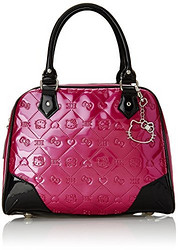 Hello Kitty 凯蒂猫 Pink Embossed Pattern with Dog Clip Shoulder亮面手提包