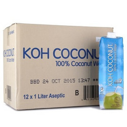 泰国进口  Koh coconut 酷椰屿 100%纯椰子汁1L*12盒