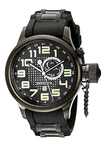 Invicta 5861 Russian Diver Black Dial Polyurethane 男士时装腕表