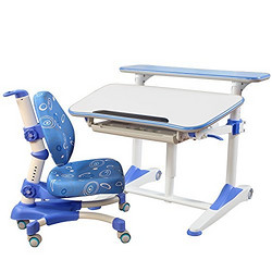 心家宜 人体工学健康成长桌椅组合套装（M-105L/R + M-200L/R）王子蓝/公主粉