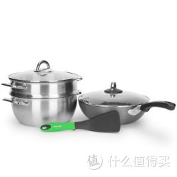 LOCK&LOCK 乐扣乐扣 厨房用品三件套(双层蒸锅+没孔铲+炒锅）LCM2287SWSH603