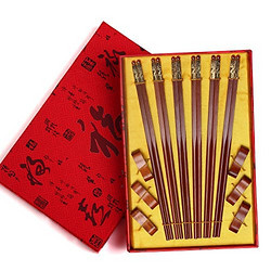 阿里山 蛟龙戏珠 红木筷子高档礼盒6双装