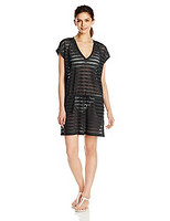 限尺码，凑单品：Calvin Klein Mesh Crochet Stripe Tunic 女士罩衫