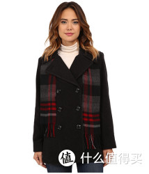 London Fog L121082F74 女款羊毛混纺大衣（带围巾）