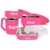 移动端：Thinkbaby 不锈钢儿童餐具4件套 粉色