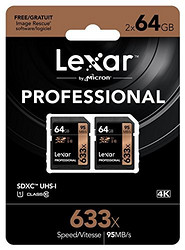 Lexar 雷克沙 Professional 633x SDHC存储卡（64GB、UHS-I）两只装