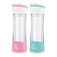 Rolase 女学生双层耐热玻璃水杯 运动环保便捷随手杯 280ml 粉红色